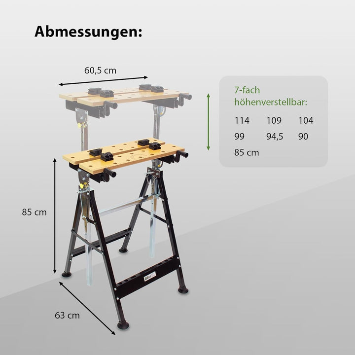 TrutzHolm® Werkbank klappbar höhenverstellbar Werktisch Spanntisch Arbeitstisch bis 100kg