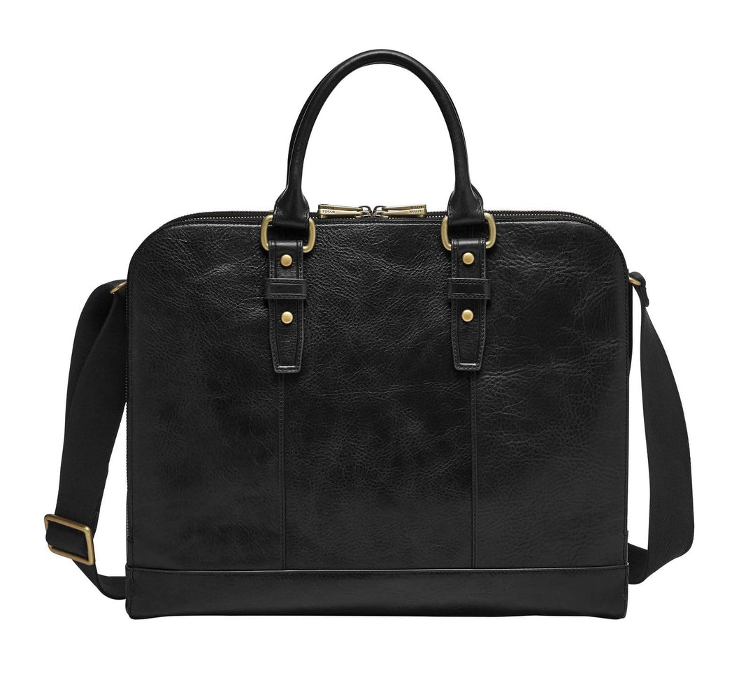 Fossil Herren Umhängetasche Dillon Leder 40,7 cm L x 8,9 cm B x 34,3 cm H Schwarz, Schwarz