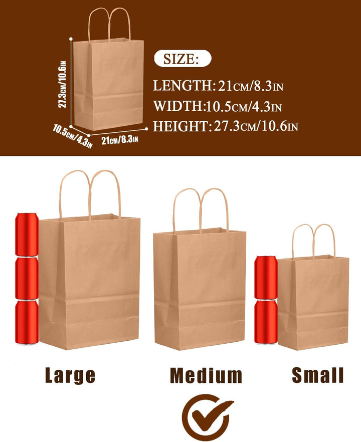 Gcardist 400 Stück Braun Geschenk Taschen mit Griffen Bulk 10.6"x 8.3"x 4.3" Zoll Mittlere Grösse Kr