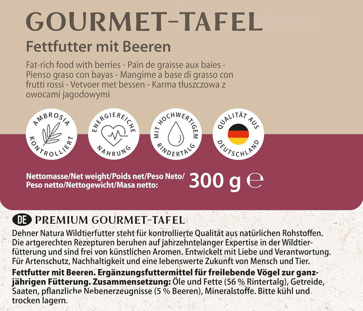 Dehner Natura Wildvogelfutter-Tafeln mit Beeren, 12 x 300 g (3.6 kg) mit Beeren 300 g (12er Pack), m