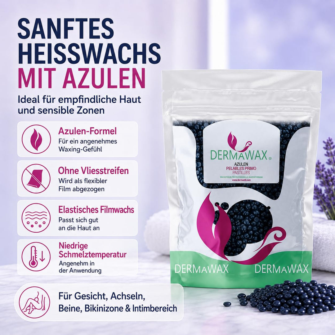Dermawax 1 kg Azulen Waxing Perlen- Professionelle Heisswachs Wachsperlen zur Haarentfernung- Anwend