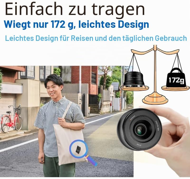 7artisans AF 27 mm F2.8 Autofokus-Objektiv, Weitwinkel-APS-C faszinierendes Autofokus-Kameraobjektiv