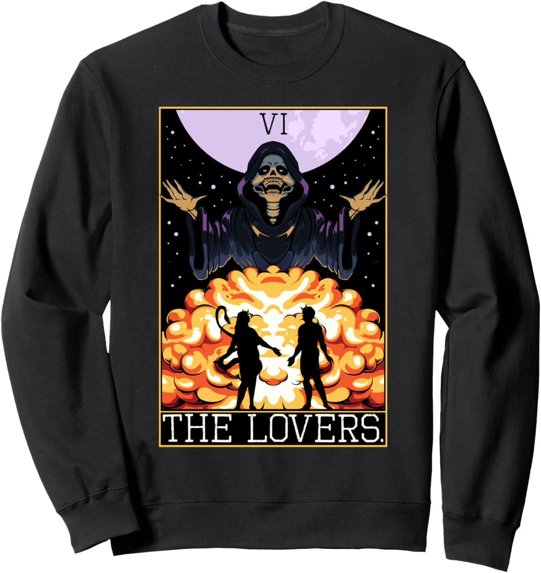 Vintage Tarot Card Astrology Skeleton Halloween Horror Retro Sweatshirt