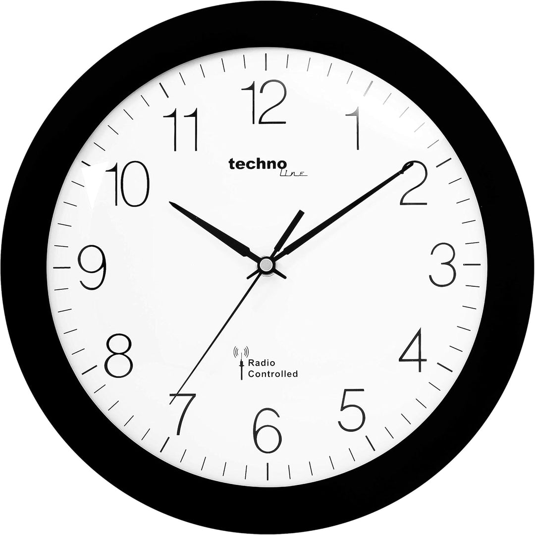 Technoline, WT 8000 Funk-Wanduhr, Ø 30cm, Schwarz & Funkwecker WT 260, 79 x 79 x 30 mm Schwarz Bundl