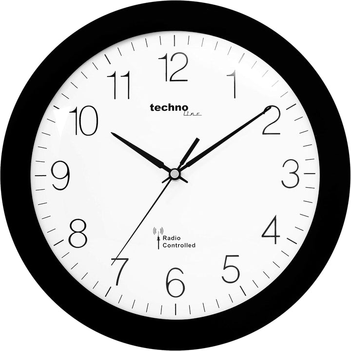 Technoline, WT 8000 Funk-Wanduhr, Ø 30cm, Schwarz & Funkwecker WT 260, 79 x 79 x 30 mm Schwarz Bundl