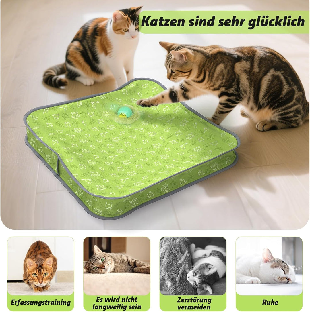 Interaktives Katzenspielzeug für Indoor-Katzen - Automatischer Rollball in Spielmatte, Versteck-und-