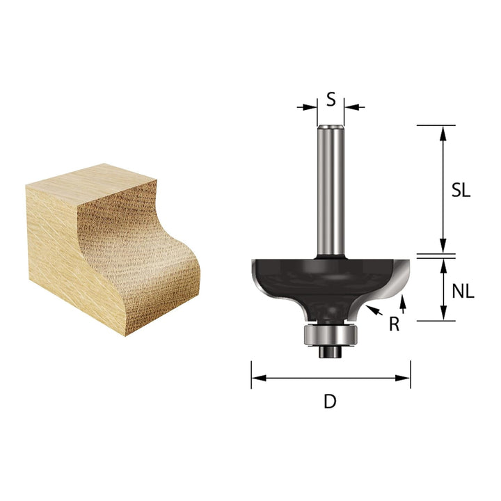 ENT 14870 Karnisfräser HW, Schaft (S) 6 mm, Durchmesser (D) 31,8 mm, NL 12,7 mm, R 4,8 mm, SL 32 mm,