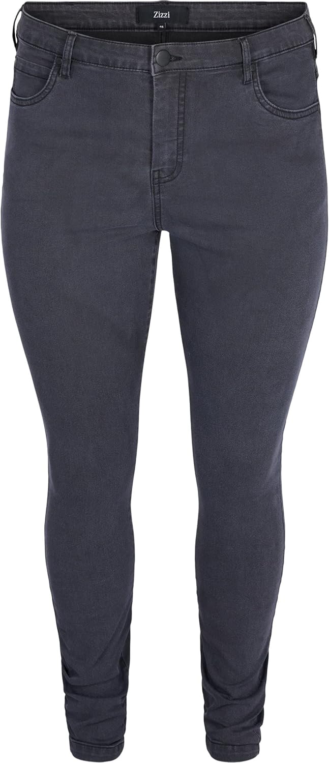 Zizzi Grosse Grössen Damen Super Slim Amy Jeans mit hoher Taille Gr 42-56 44W / 30L Grey Denim, 44W