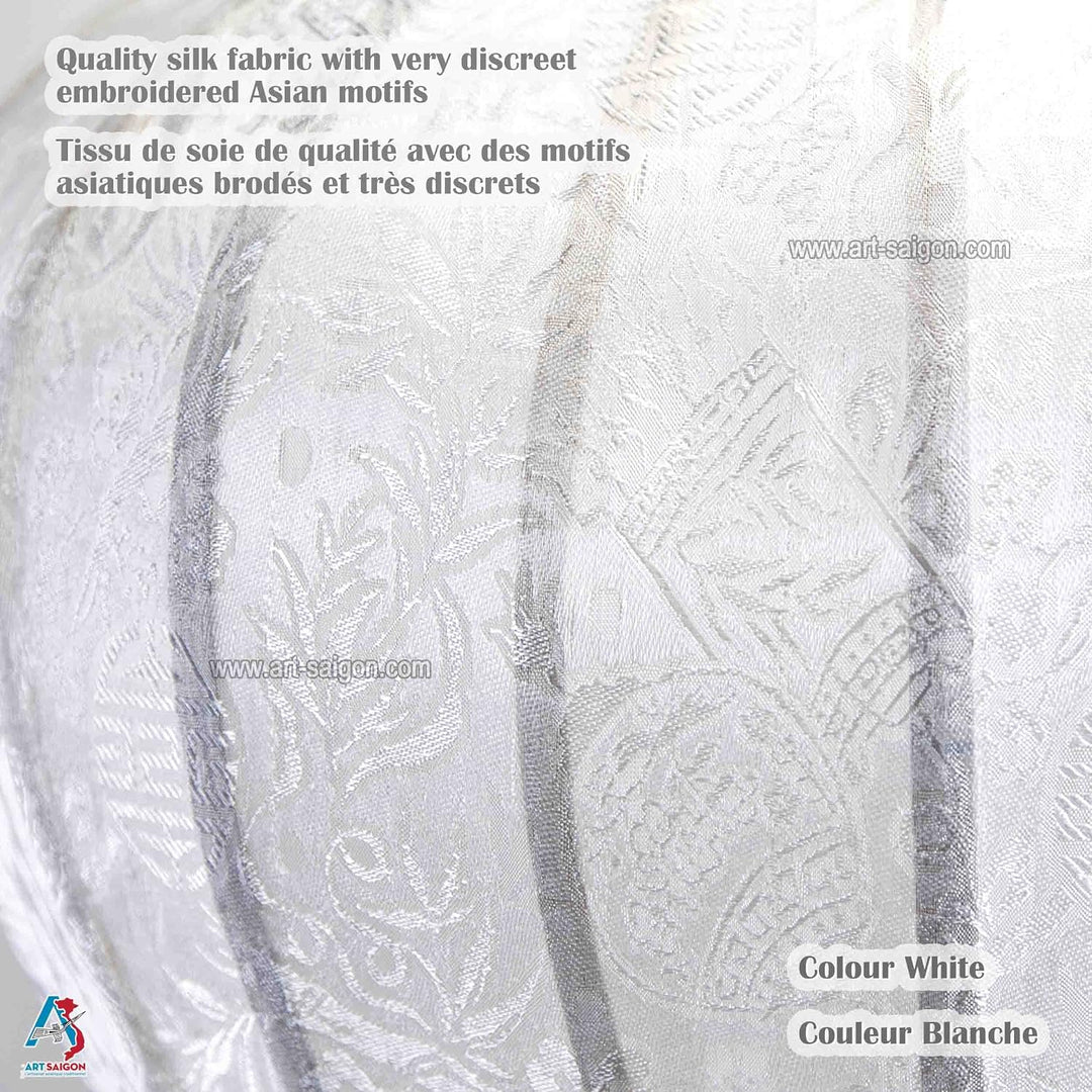 Lampion Asiatisch Hoi an Seide weiss M – Ø 29 cm – Kunsthandwerk aus Vietnam (REF. M20-B)