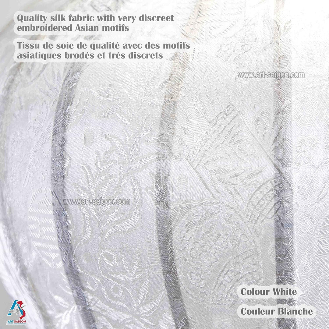 Lampion Asiatisch Hoi an Seide weiss M – Ø 29 cm – Kunsthandwerk aus Vietnam (REF. M20-B)