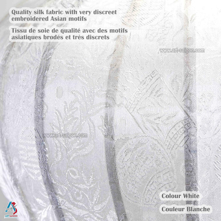 Lampion Asiatisch Hoi an Seide weiss M – Ø 29 cm – Kunsthandwerk aus Vietnam (REF. M20-B)