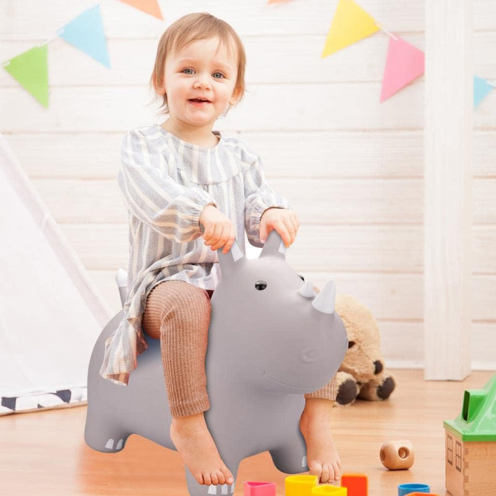 INPODAK hüpftier, Nashorn Hüpftier für Kinder, hüpftier ab 1 2 3 4 5 6 Jahre, Kleinkind Hüpfpferd, A