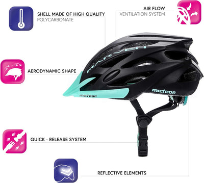 meteor® Marven Fahrradhelm Herren Damen Kinder-Helm MTB rollerhelm mädchen kinderfahrradhelm für Dow