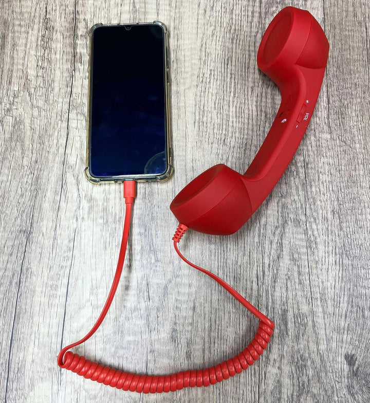 Retro Telefon Hörer Empfänger Kopfhörer für Handy mit Komfortabler Anruf, USB-C Port, mit Antwort-Ta