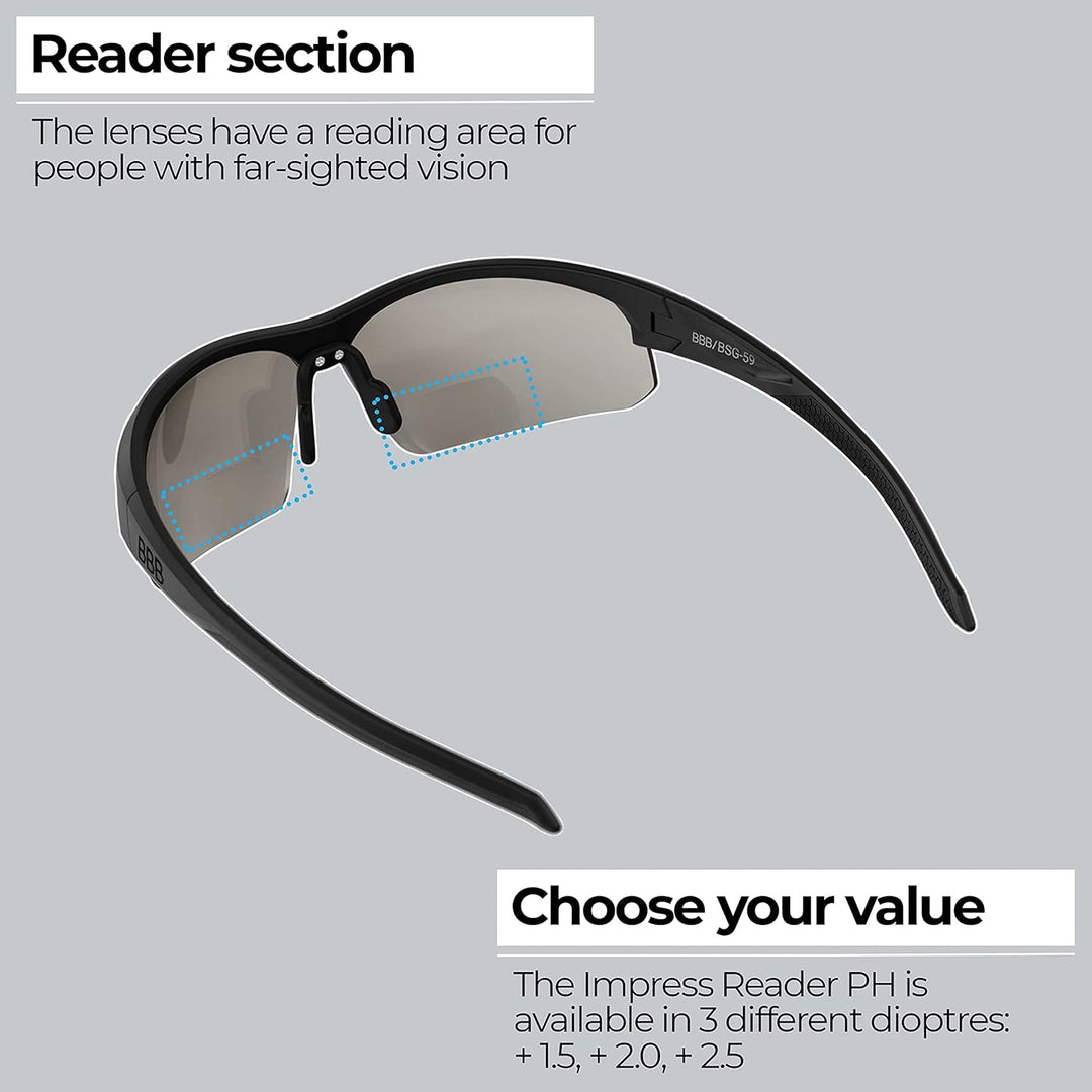 BBB Cycling Sportbrille mit Leseteil für Weitsichtige Sehstärke Sonnbrille mit Photochromatic Gläser