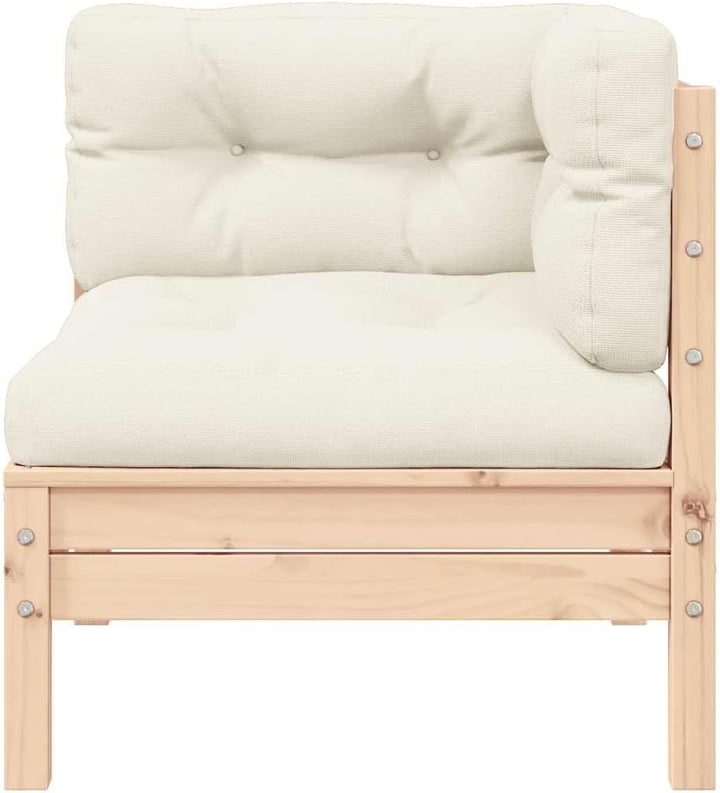 vidaXL Gartensofa 2-Sitzer, Gartenmöbel 2 Ecksofa mit Creme Kissen, Modular Sofa Lounge Sitzgruppe f