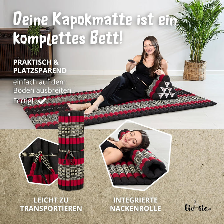 livasia Rollmatte Rollmatratze L-200x110x4,5cm, Gästebett Gästematratze 1 Person, Reisebett Kofferra