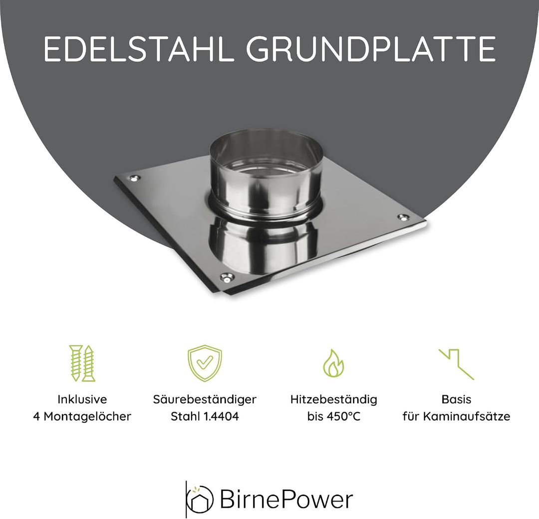 BirnePower Edelstahl Ofenrohr Kaminrohr Abgaselemente: Rohr Bogen Ofenknie T-Stück Regenhaube Rauchr