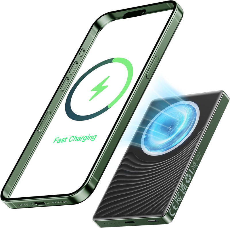 Ntaanoo Power Bank Fast Wireless Charging 10000mAh,Grün, Grün