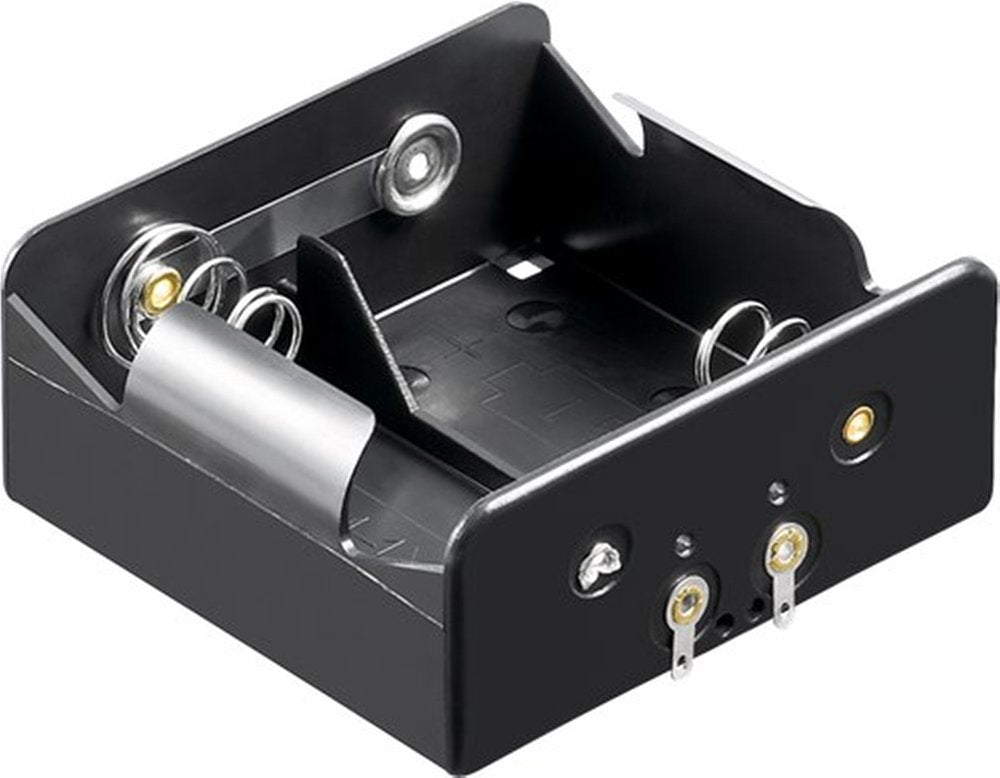 2x D (Mono) Batteriehalter, Lötfahne (U), Schwarz - Lötfahne (U), 10 Stück