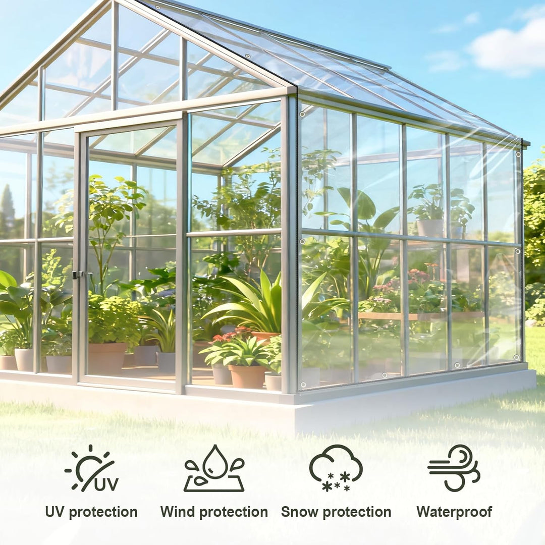 Wasserdichtes Transparent Plane mit Ösen, Klare PVC Wetterfeste Abdeckplane, Reissfeste Vorhang für