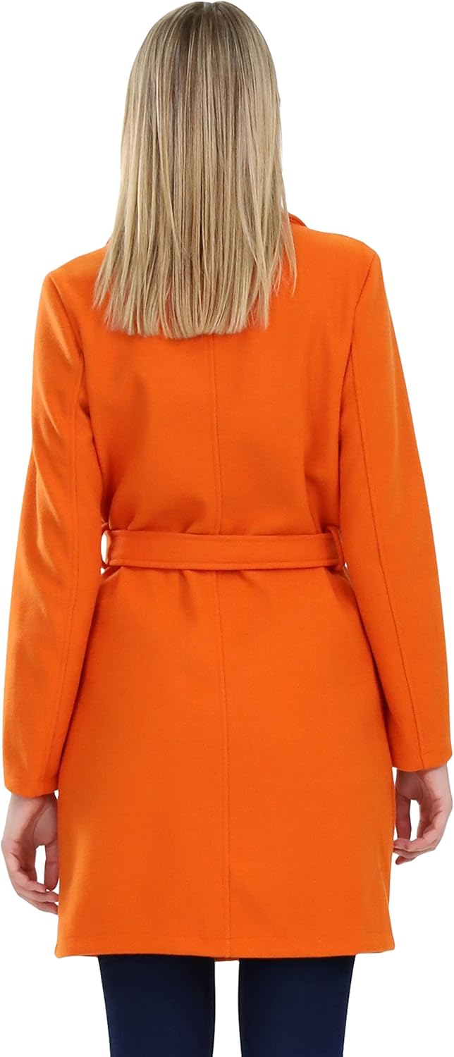 malito – Damen Trenchcoat einfarbig mit Gürtel & Taschen – klassischer Mantel für Herbst & Winter –