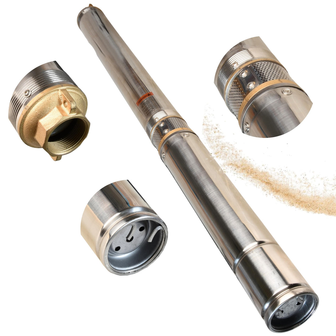 Tiefbrunnenpumpe Wasserpumpe 3.5" 4/11 (750W 7200l/h max Förderhöhe 58m) - Sandverträglich Edelstahl