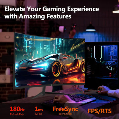 Z-Edge 24 Zoll Curved Gaming Monitor Full HD 180Hz/165Hz(DP) 144Hz(HDMI) 1ms MPRT, 300cd/m² Helligke