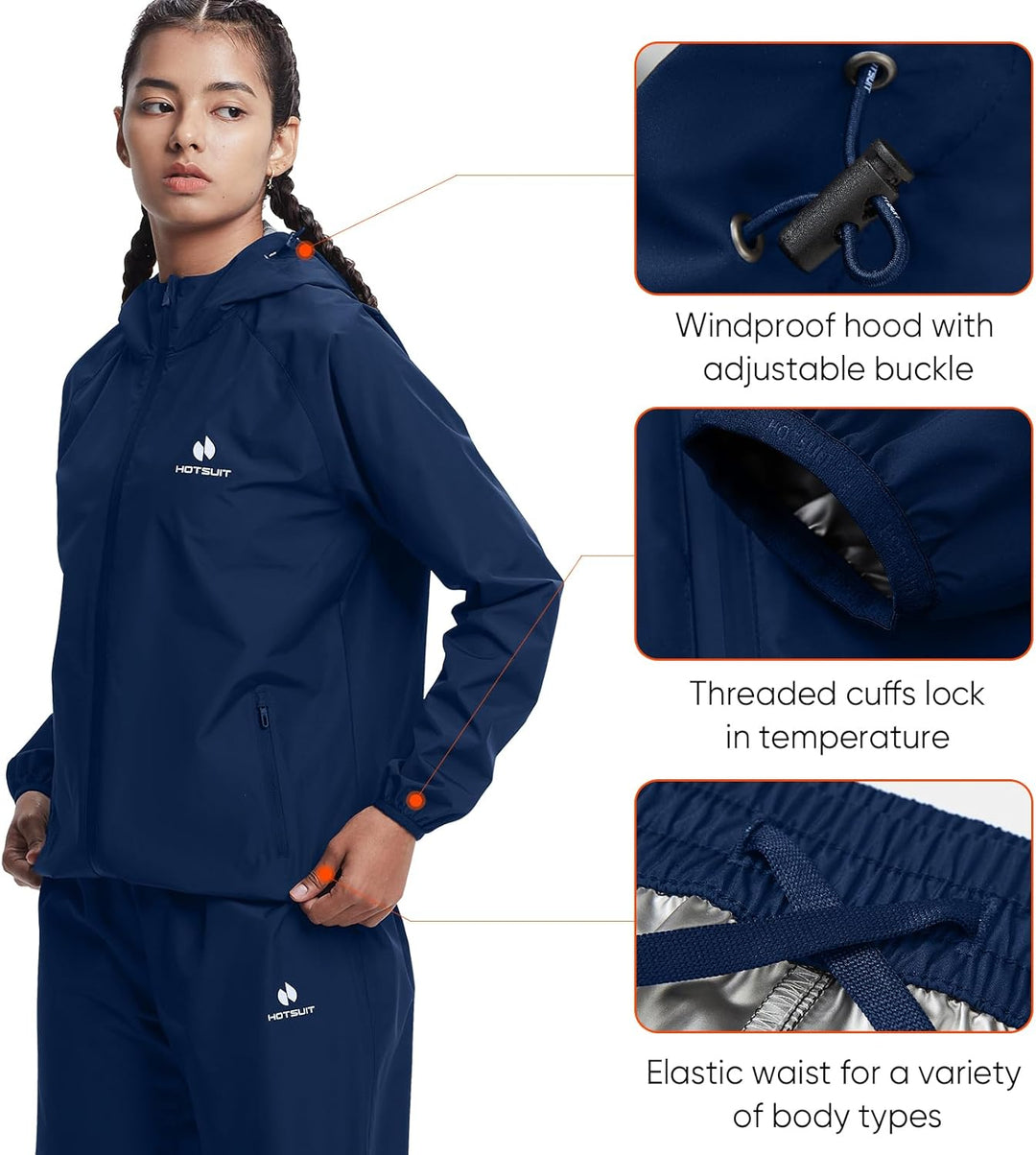 HOTSUIT Schwitzanzug Damen, Saunaanzug für Frauen Gewichtsverlust Fetttraining Frauen Sweatshirt Top