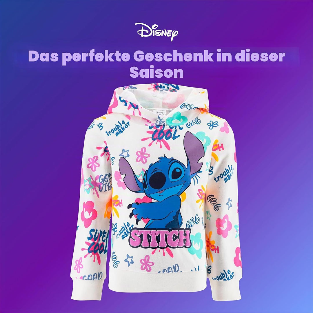 Disney Stitch Mädchen Kapuzenpullover, Design Weiches Textil Sweatshirt, Pullover für Mädchen, Gröss