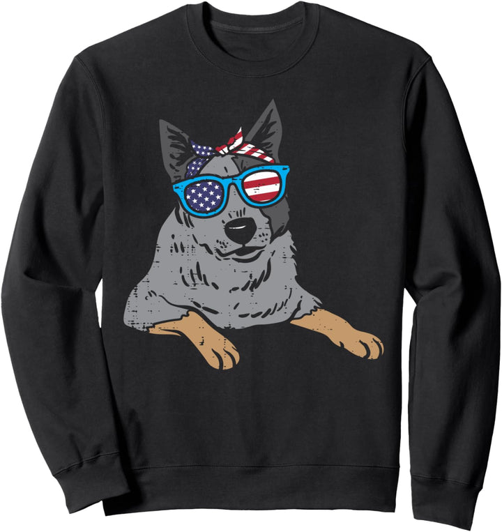 Bandana Heeler Cattle Dog American US 4th Of July Fourth Dog Sweatshirt