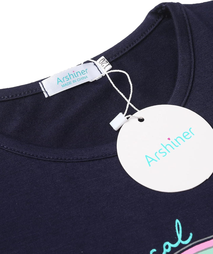 Arshiner Mädchen Nachthemd Langarm Kinder Nachtkleid Baumwolle mit Niedlichen Prints Schlafanzug Kle