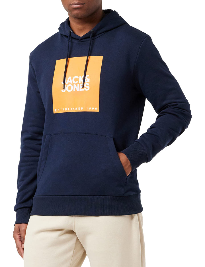 JACK & JONES Herren Jjlock Sweat Hood Kapuzenpullover S Sky Captain/Print:big Col.exuberance, S Sky