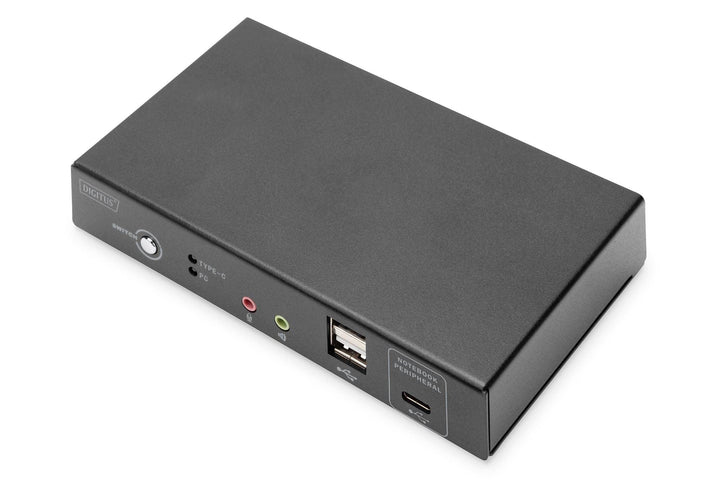 DIGITUS KVM-Switch HDMI – USB-C für Notebook-Anschluss – 2-Port Single-Display – 2 PC 1 Monitor – 1x
