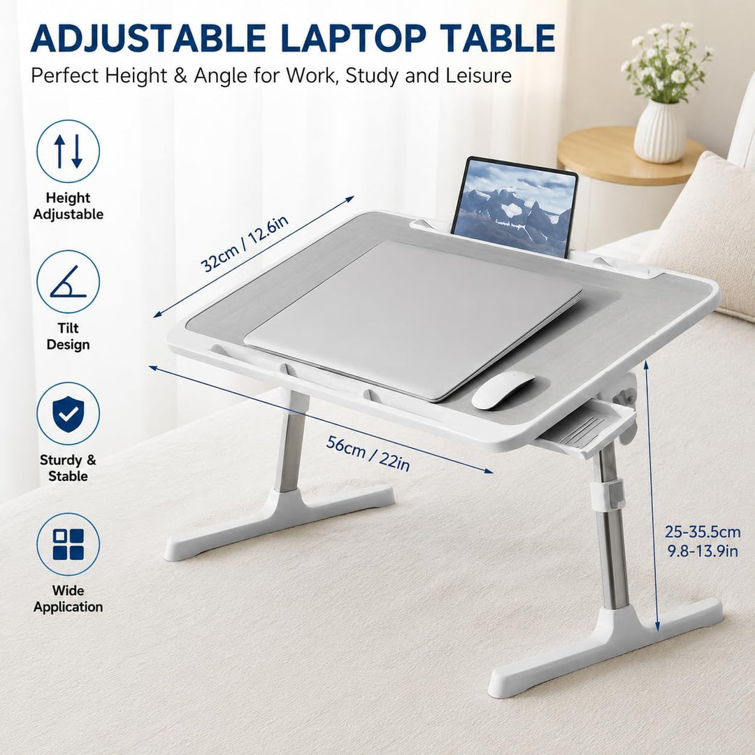 Laptop Tisch für Bett,Laptop Tisch für Sofa,Höhen- und Neigungsverstellbarer,Betttisch Klappbar mit