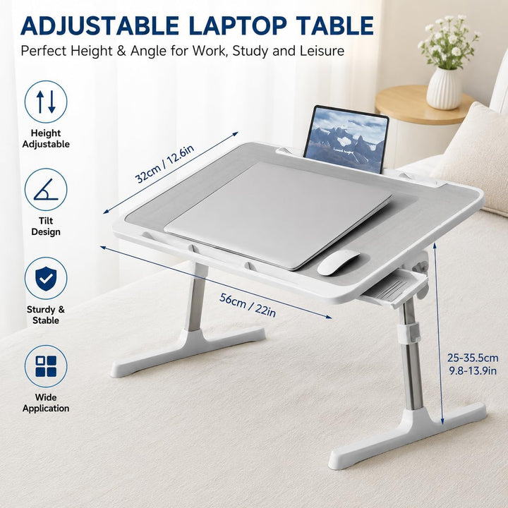 Laptop Tisch für Bett,Laptop Tisch für Sofa,Höhen- und Neigungsverstellbarer,Betttisch Klappbar mit