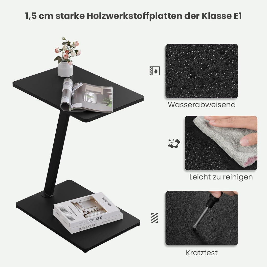 EUGAD Beistelltisch C Form, Couchtisch Sofatisch Wohnzimmertisch, mit Metallgestell, für Sofa Couch