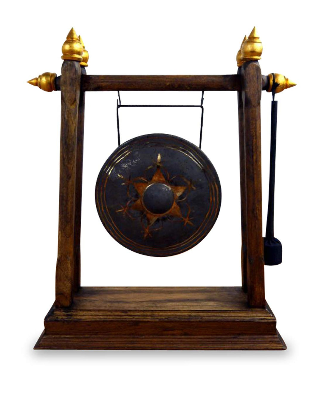livasia Asiatischer Gong Bronzegong mit Holzhalterung und Schlegel (Handarbeit)