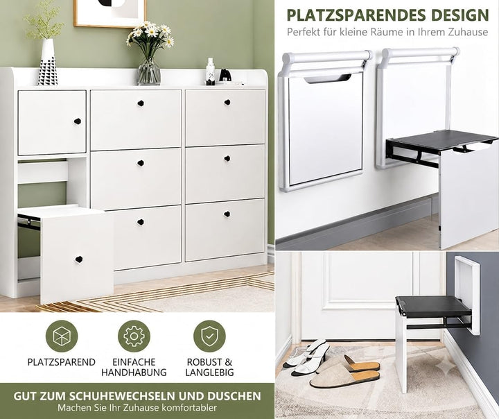 Belastbar bis 350 kg rutschfeste Sitzfläche Wandmontierte Wandklappstuhl Wandhocker Duschklappsitz