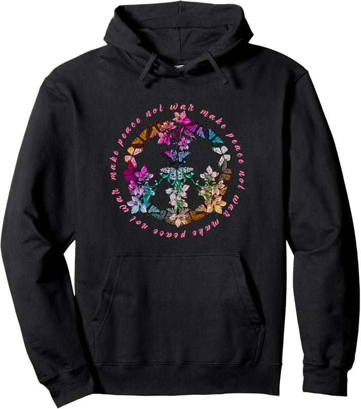 Peace Zeichen - Friedenszeichen mit Schmetterlingen Pullover Hoodie