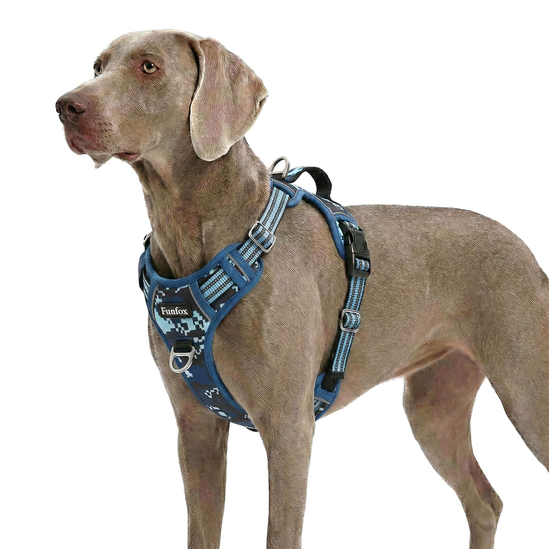 Funfox Hundegeschirr Grosse Hunde [XL] - Verstellbares Anti-Zug Brustgeschirr mit Griff & Reflektors