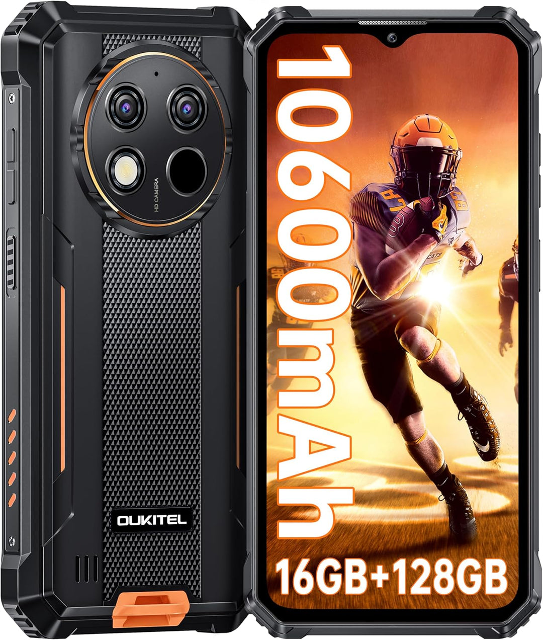 OUKITEL WP28S Outdoor Smartphone - 10600mAh Outdoor Handy Ohne Vertrag Android 14, 16GB RAM + 128GB