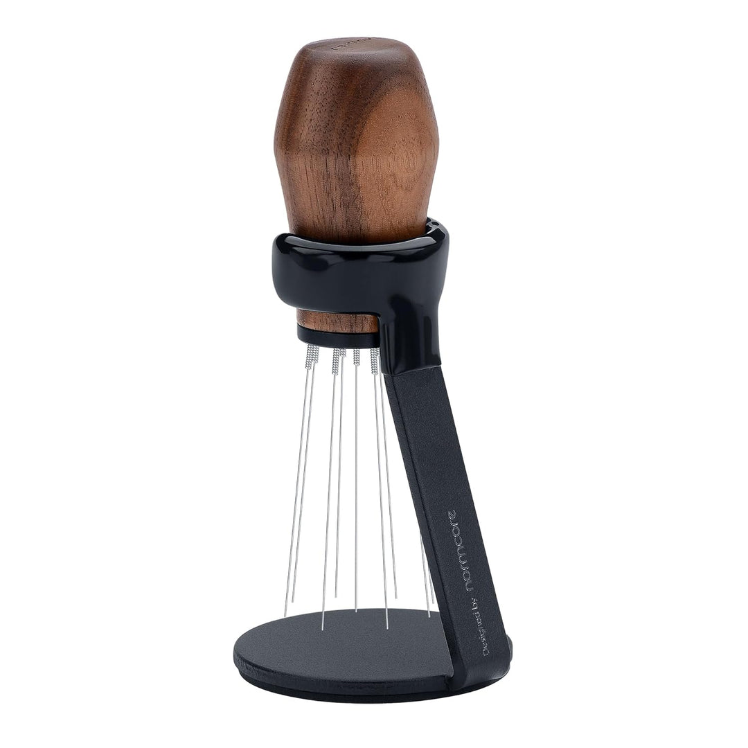 Normcore WDT Verteilerwerkzeug mit Ständer V3, Weiss-Verteilungstechnik, Espressomührer mit 9 Zinken