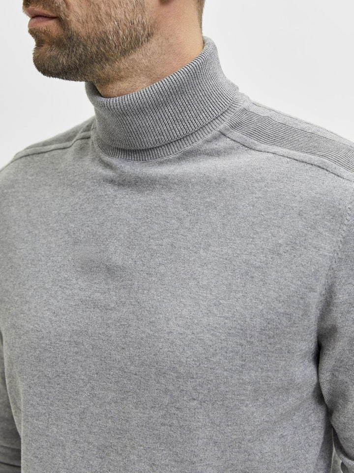 SELECTED HOMME Male Pullover Langarm Rollkragen S Grau (Medium Grey Melange), S Grau (Medium Grey Me