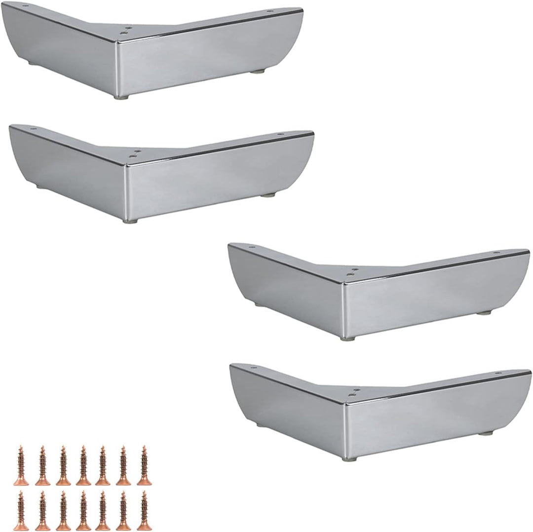 P17 - GROSSETO New | Set 4 Metallfüsse +16 Schrauben | Finish: Chrom | Masse: Höhe 5,5 cm Länge und