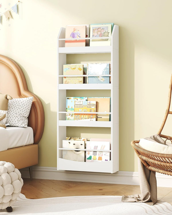 CHOEZON Kinderzimmer Möbel, 4-stöckiges Wandregal Bücher für Kinder, Bücherregal, Spielzeugaufbewahr