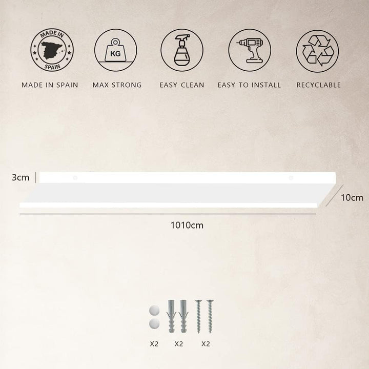 MILUKA Wandregal Weiss Metall | Regal Wand 110 cm Long | Wandboards, Für Bilderrahmen Dekos, Buch, F