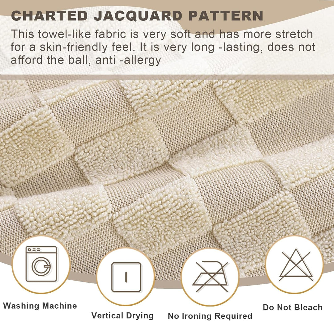 FIGOOO Stretch Sofabezug 2 Sitzer Sofa überzug Schachbrettmuster Jacquard Elastisch Waschbar Sofahus