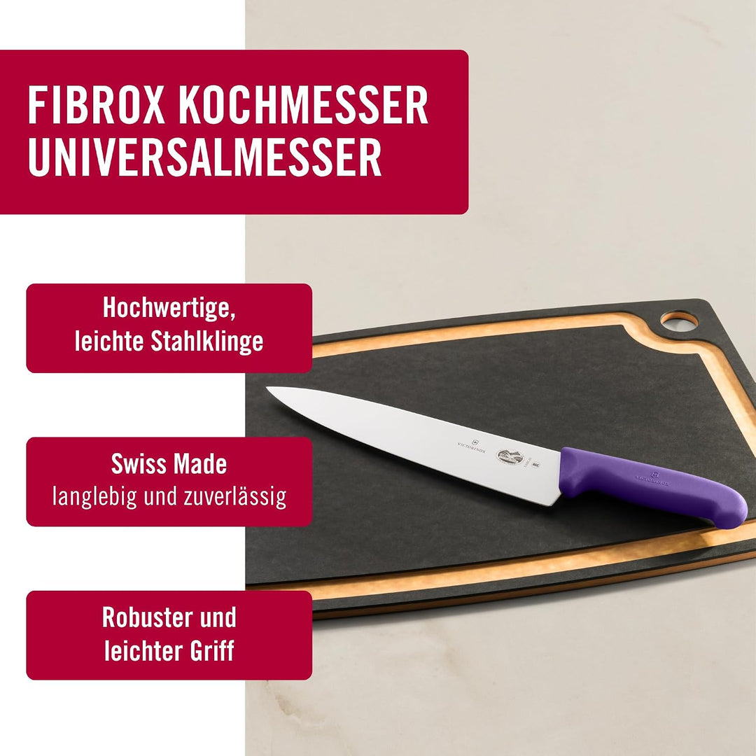 Victorinox Fibrox Kochmesser, Breites Universalmesser für Fleisch, Fisch, Gemüse und Kräuter, 25 cm,