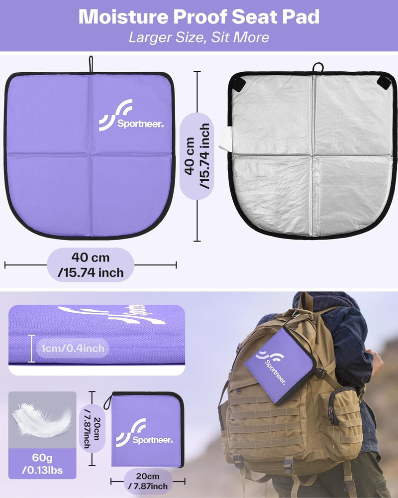 Sportneer Sitzkissen Outdoor, 40 * 40cm Sitzunterlage Outdoor Wasserdicht Oxford-Stoff Thermo Sitzki